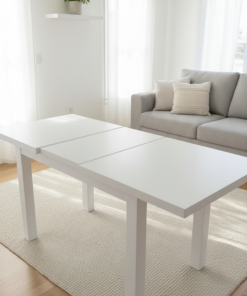 Mesa Trampa Extensible 1.30 x 0.80 - Laca Blanca/Madera